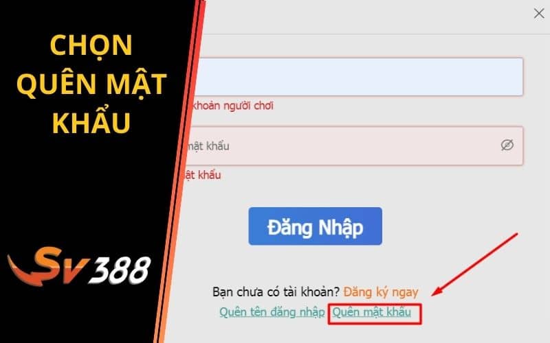 Bước 2 chọn quên mật khẩu ở dưới phần đăng nhập Bước 2 chọn quên mật khẩu ở dưới phần đăng nhập