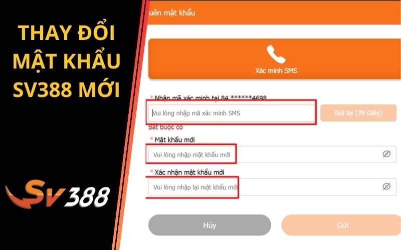 Nhập mã xác minh và thay đổi mật khẩu SV388 mới Nhập mã xác minh và thay đổi mật khẩu SV388 mới