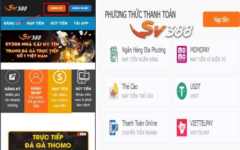 Truy cập vào SV388 và bấm đăng ký tài khoản Truy cập vào SV388 và bấm đăng ký tài khoản